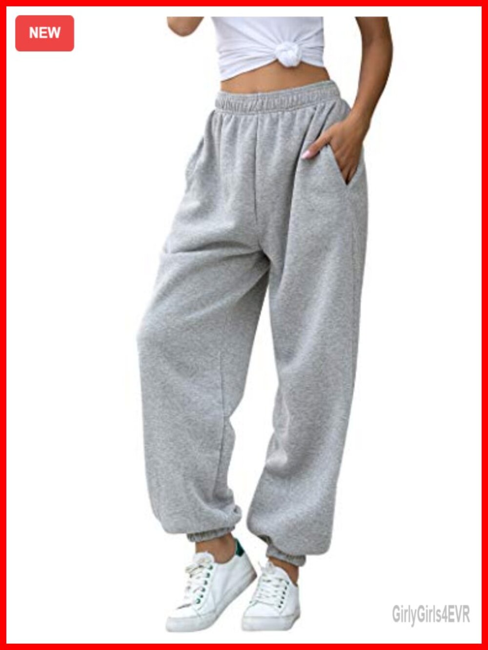 Women's Baggy Sweatpants High Waisted Fleece Cotton Jogger Pants